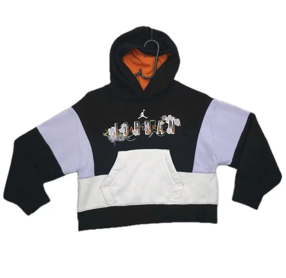 Nike Air Jordan Hoodie Girls Medium 10-12 Air Garden Pullover 45C021-023 Black